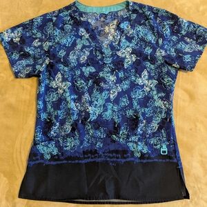 Carhartt Blue Butterfly Scrub Top